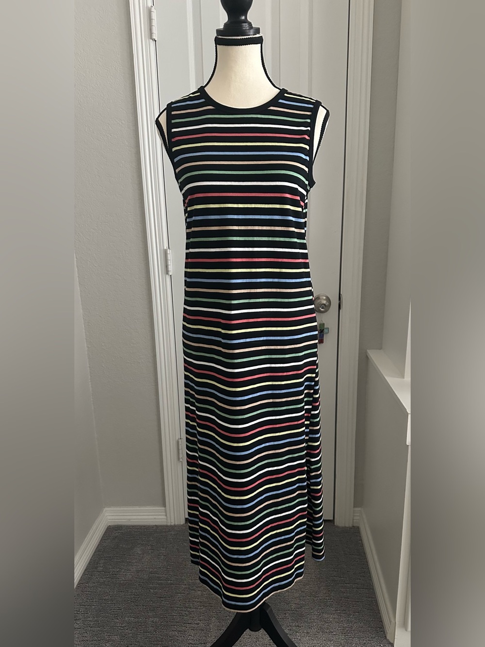 NWT Oddy  Black Multi-Stripe Maxi Dress Size Small